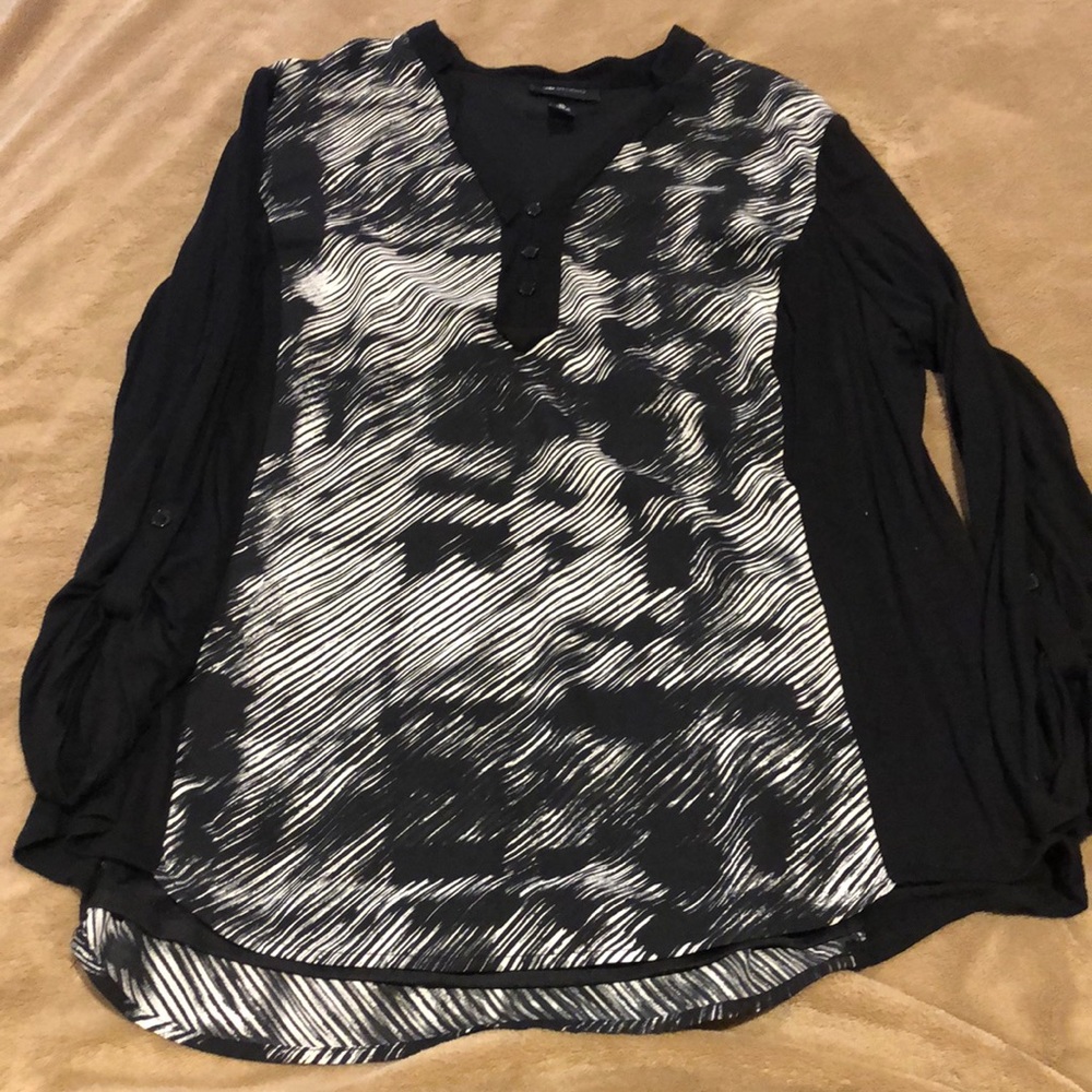 Flattering black and white blouse